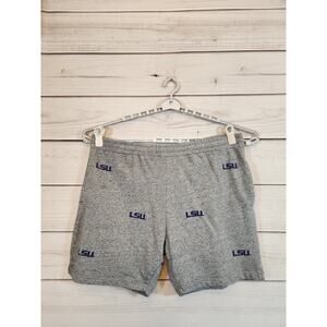 Liv Casual Men Gray LSU Tigers Cotton Elastic Waist Casual Sweat Shorts Size 2XL